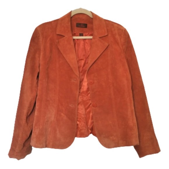Danier suede leather burnt orange blazer jacket L